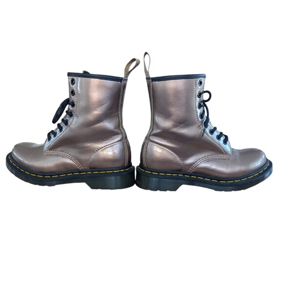 Dr. Martens "Docs" Air Waves Shiny Metallic Copper Finish Lace up Combat Boots - Picture 15 of 15